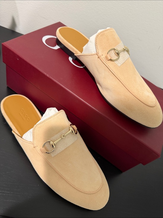 Gucci Shoes - Gucci Rose Suede Horsebit Princetown Loafers